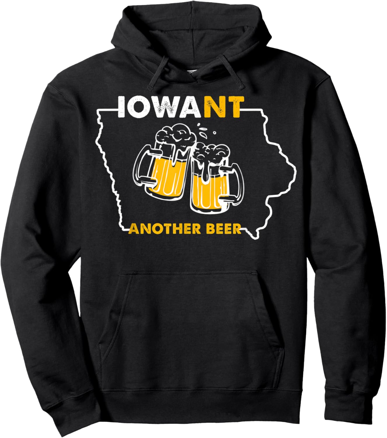 Funny Iowa Beer Shirt-Distressed Iowa State Map Hoodie - Hoodie | Black