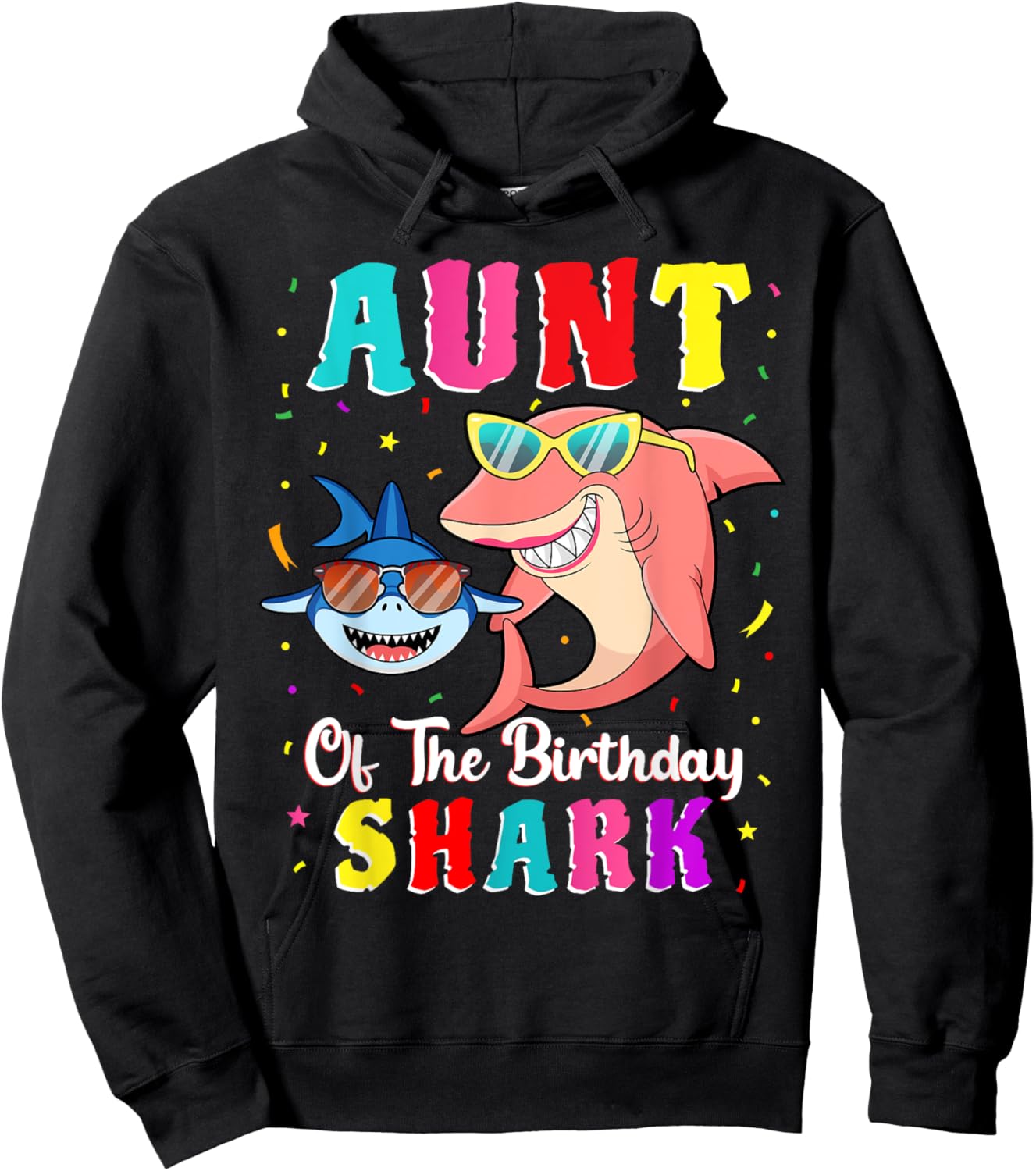 Aunt Of The Shark Birthday Family Matching Birthday Nephew Hoodie - Hoodie | Black