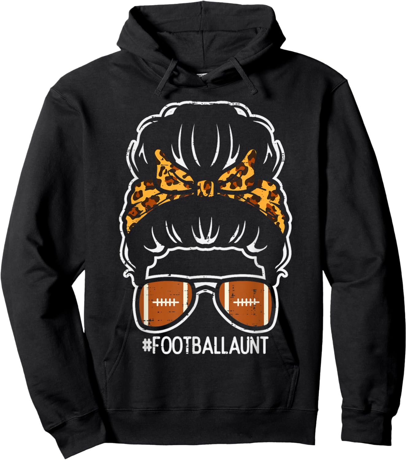 American Football Aunt Leopard Bun Family Aunty Auntie Women Hoodie - Hoodie | Black