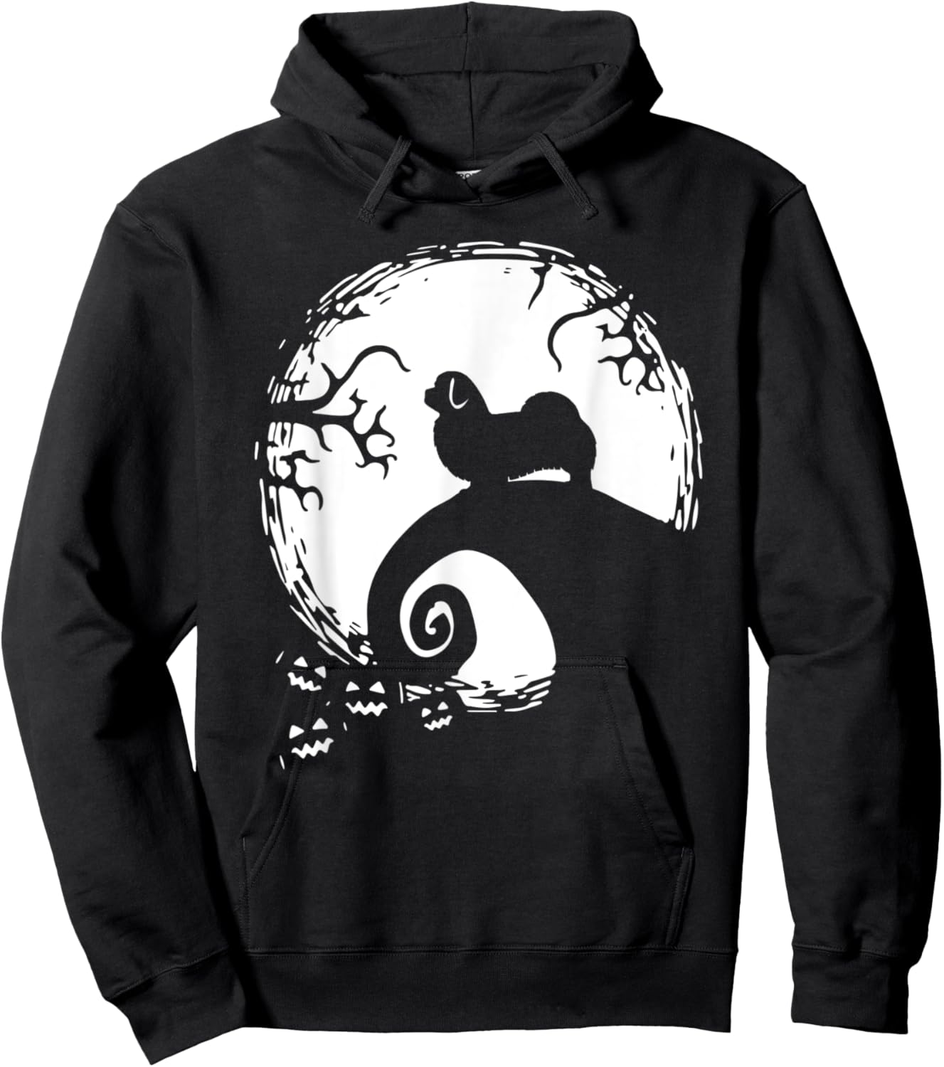 Tibetan spaniel And Moon Halloween Hoodie - Hoodie | Black