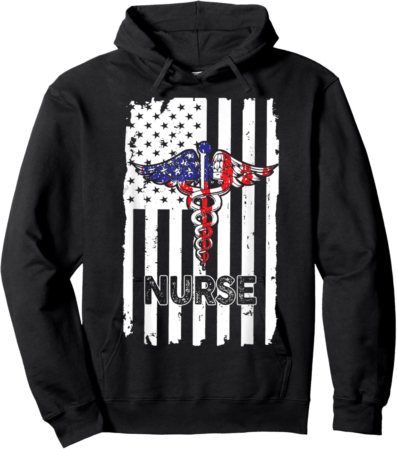 Nurse 365 Nurse American US Flag Hoodie - Hoodie | Black