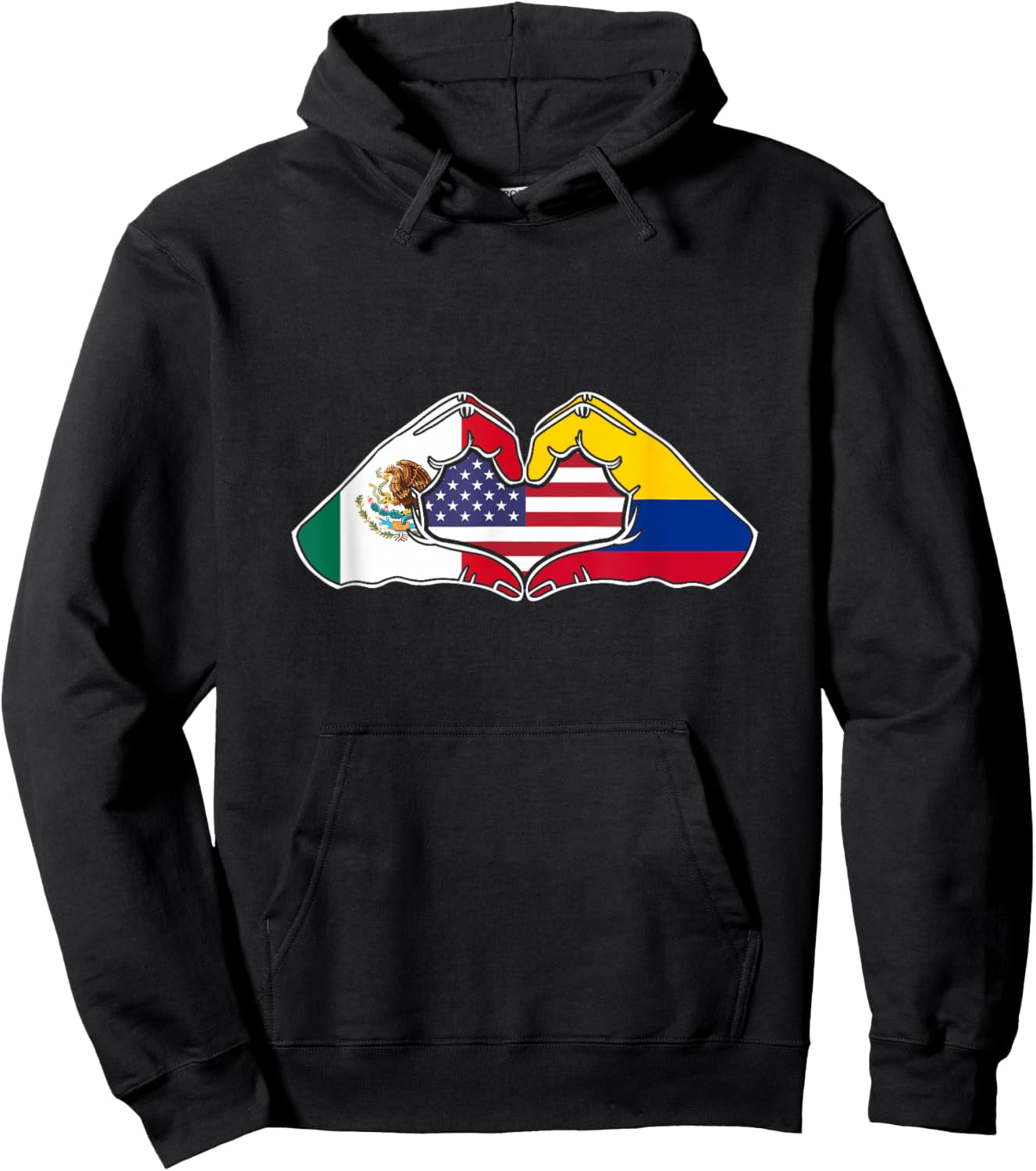 Heart Hands Mexico, Colombia and the USA. Hoodie - Hoodie | Black