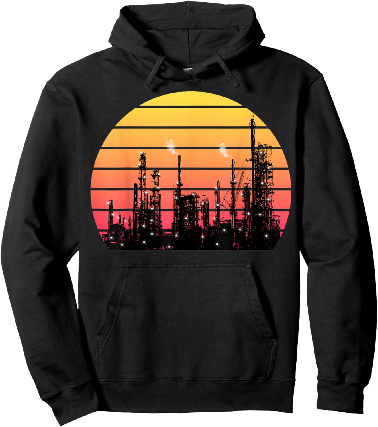 Vintage Oil Refinery Plant Hoodie - Hoodie | Black