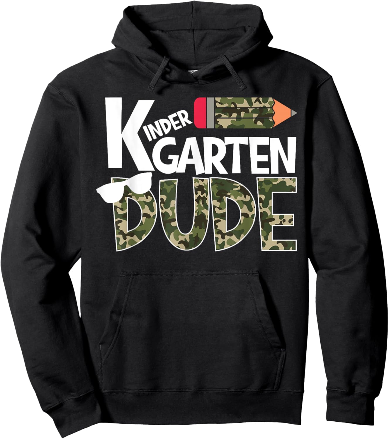 Kindergarten Dude Camo Print Back to School Boys Toddler Hoodie - Hoodie | Black