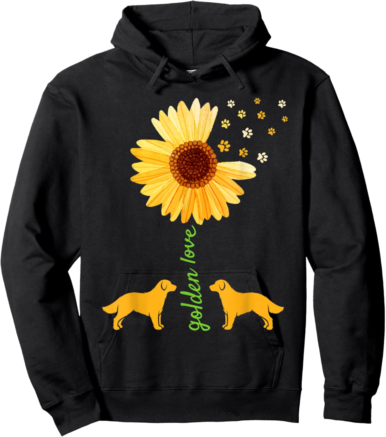 Golden Retriever Sunflower Women Dog Mother Hoodie - Hoodie | Black