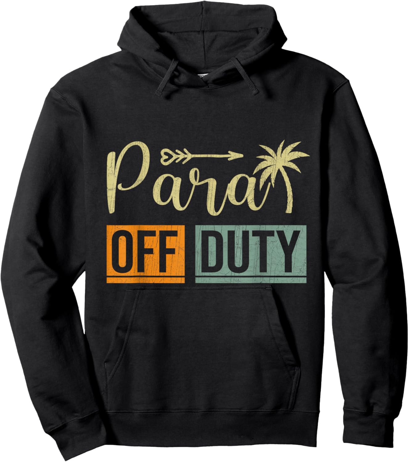 Retro Style Summer End of School Year Para Off Duty Men Women Hoodie - Hoodie | Black