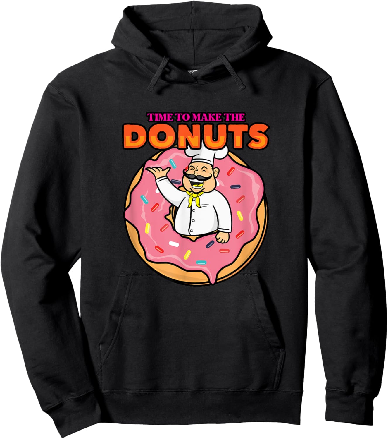 Time To Make Donuts Funny Vintage Retro 80s Dessert Lover Hoodie - Hoodie | Black