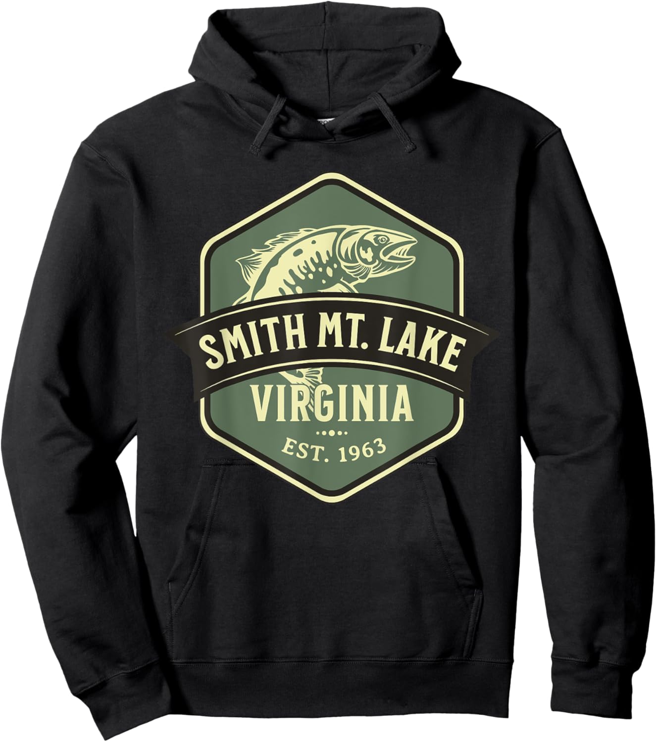 Smith Mountain Lake Virginia 1963 Fish Design Hoodie - Hoodie | Black