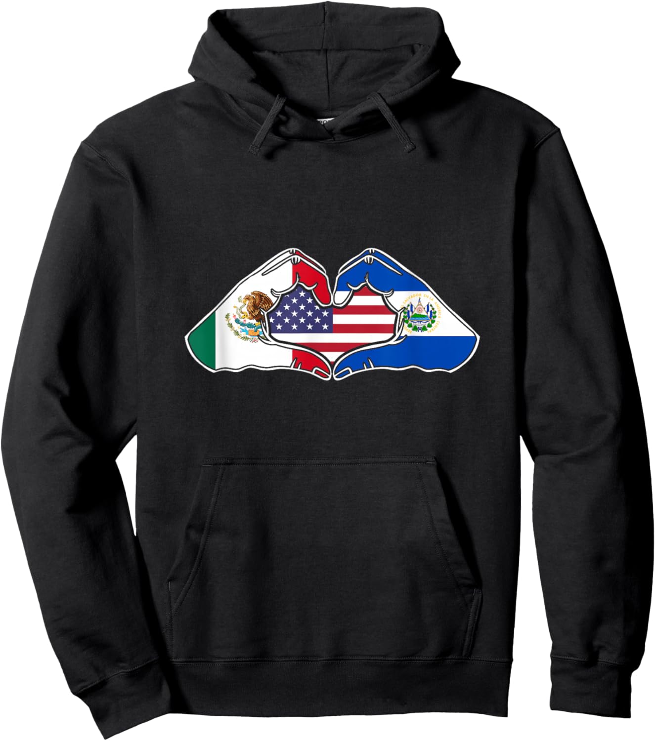 Heart Hands Mexico, El Salvador and The USA. Hoodie - Hoodie | Black
