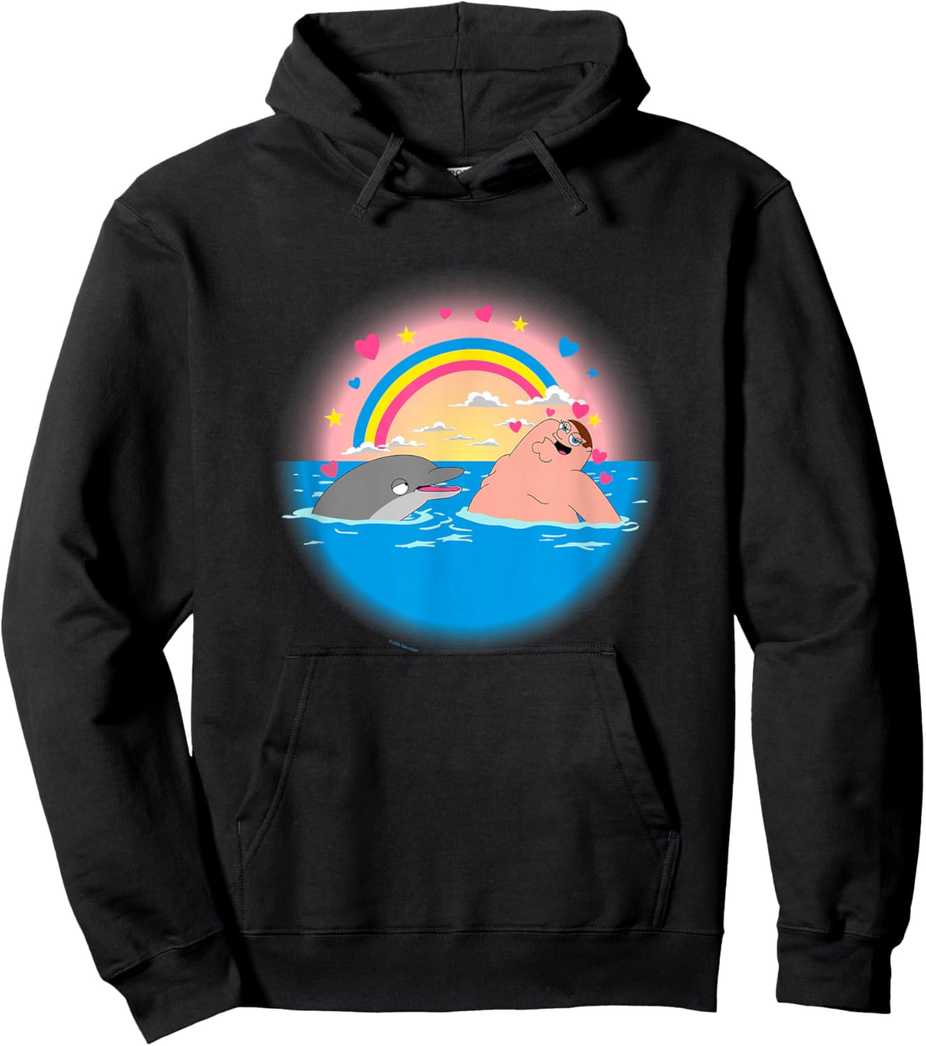 Family Guy Peter Dolphin & Rainbow Hoodie - Hoodie | Black