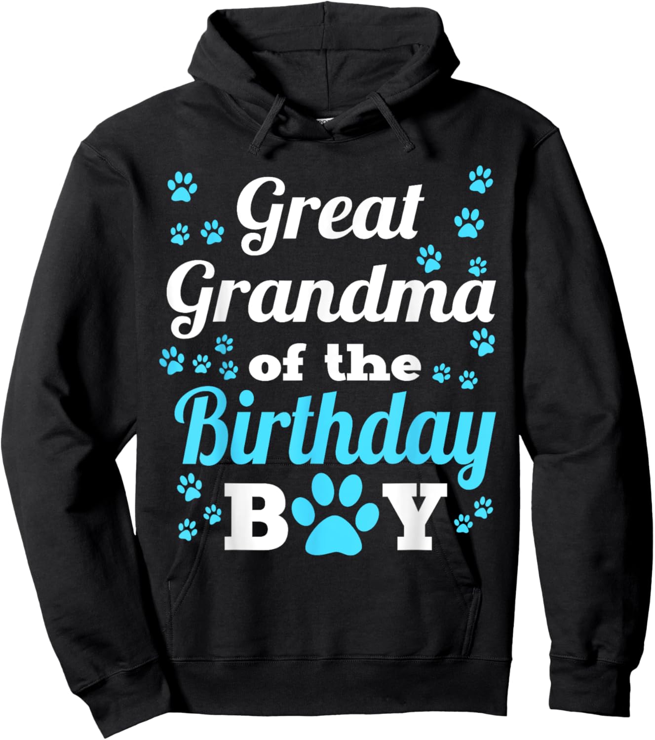 Great Grandma Of The Birthday Boy Dog Paw Bday Party Hoodie - Hoodie | Black