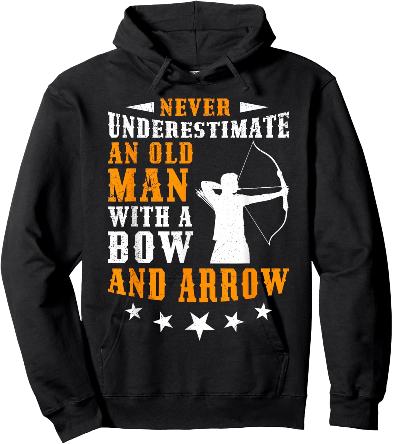 Never Underestimate Old Man Arrow and Bow Archer Hoodie - Hoodie | Black