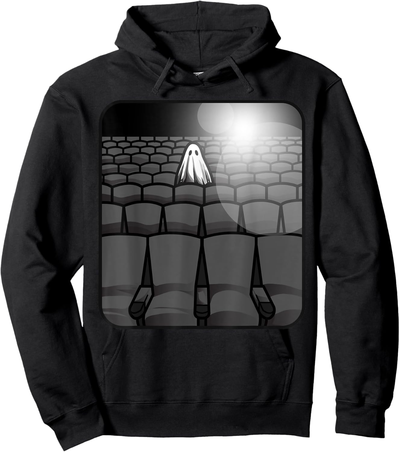 Sheet Ghost Haunted Movie Theater Sad Spooky Theatre Movies Hoodie - Hoodie | Black
