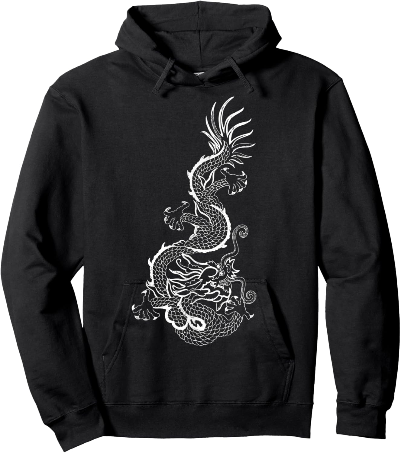 Traditional Korean Dragon Drawing Hoodie - Hoodie | Black