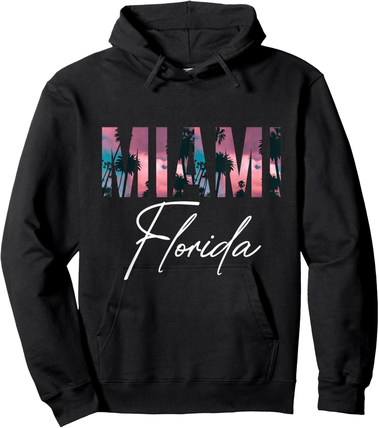 Miami Palm trees Florida Sunset Miami Beach Hoodie - Hoodie | Black