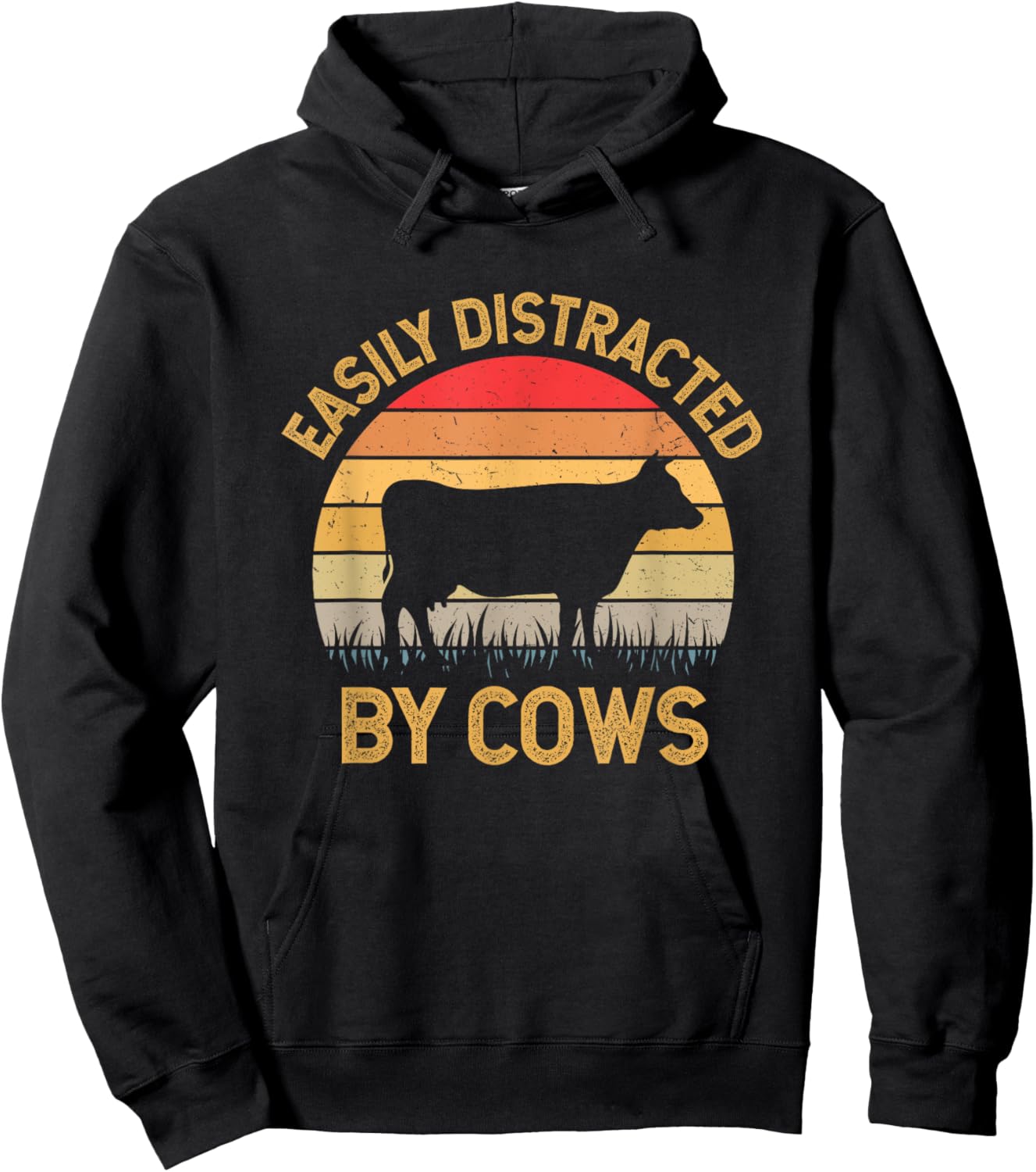 Easily Distracted By Cows Hoodie - Hoodie | Black