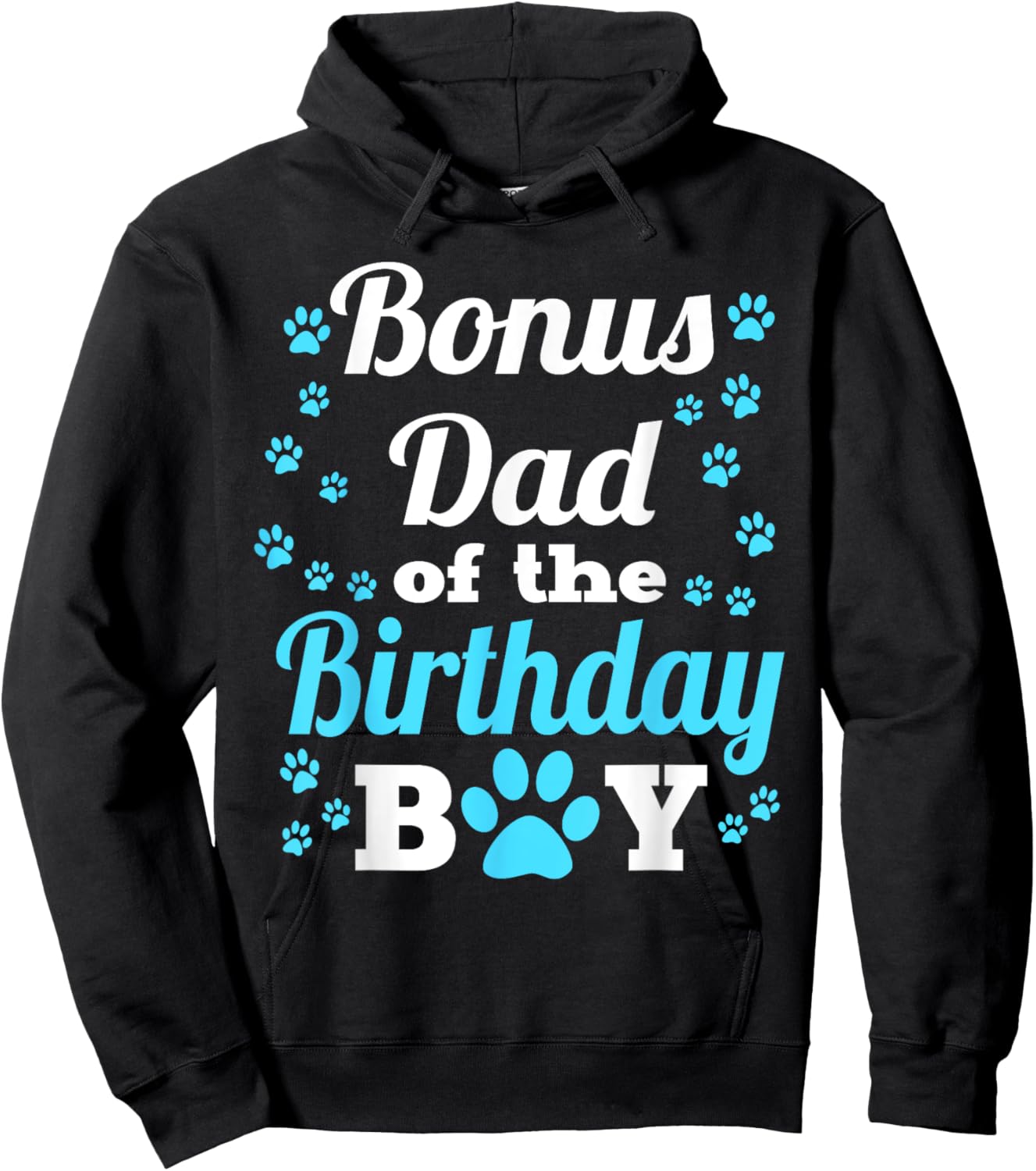 Bonus Dad Of The Birthday Boy Dog Paw Bday Party Hoodie - Hoodie | Black