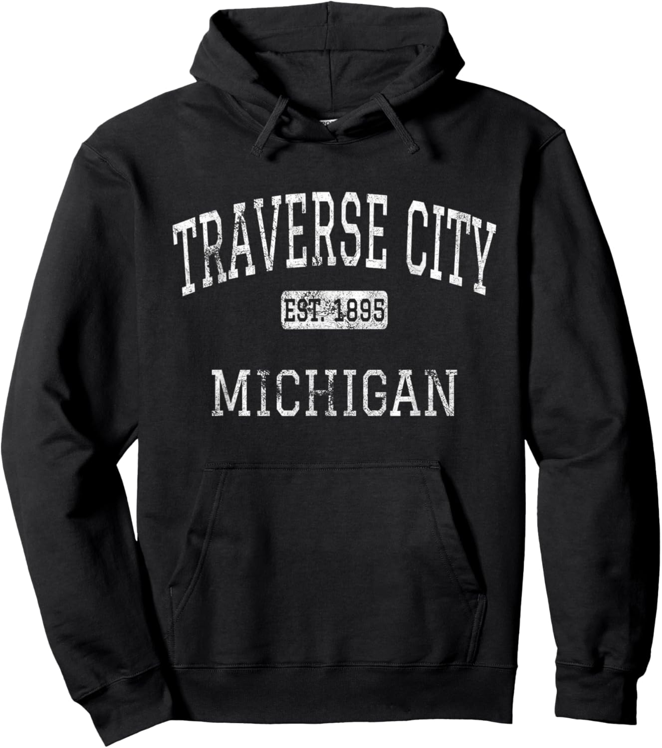 Traverse City Michigan MI Vintage Hoodie - Hoodie | Black