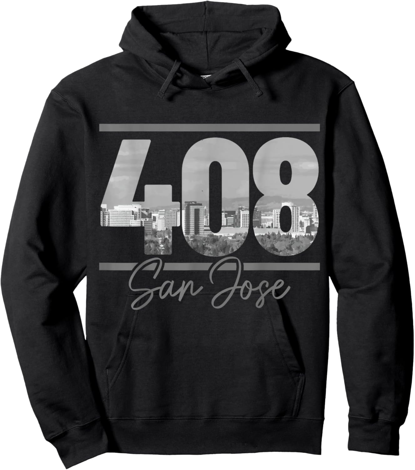 San Jose 408 Area Code Vintage California Skyline Hoodie - Hoodie | Black