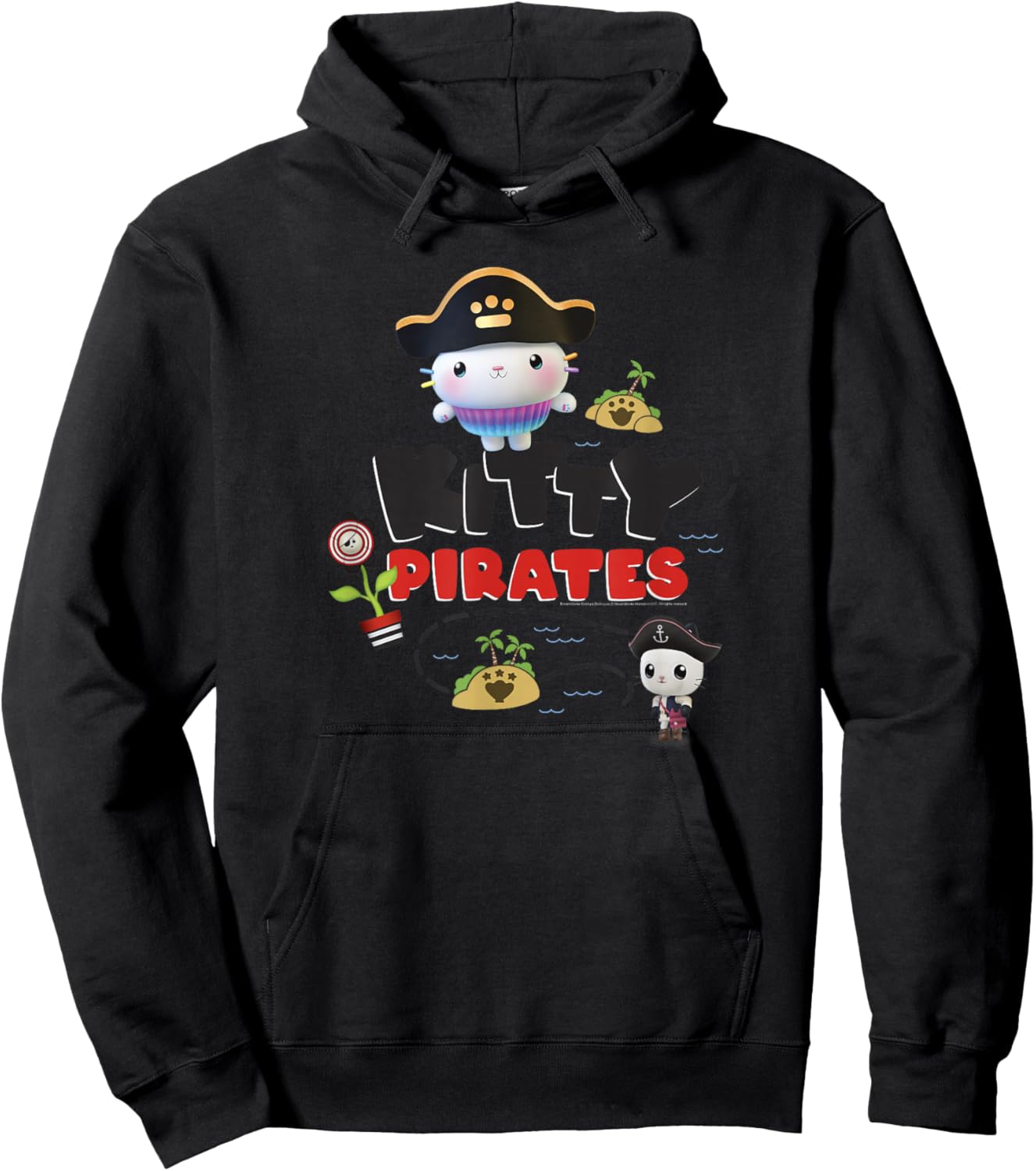Gabby's Dollhouse Kitty Pirates Treasure Map Hoodie - Hoodie | Black