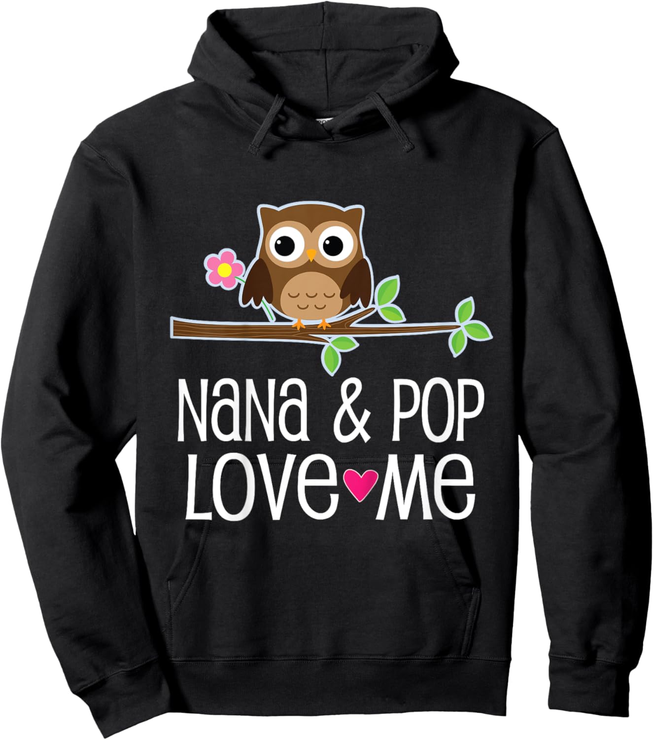Kids Nana and Pop Love Me Granddaughter Owl Hoodie - Hoodie | Black