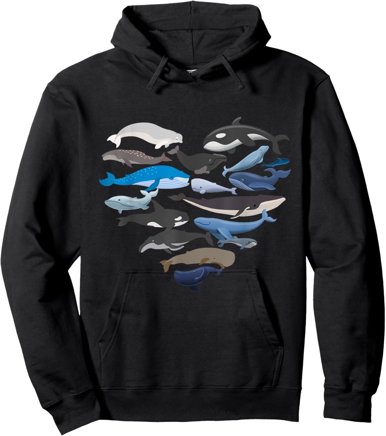 Whales Heart Shaped - Marine Biologist Whale Lover Wildlife Hoodie - Hoodie | Black