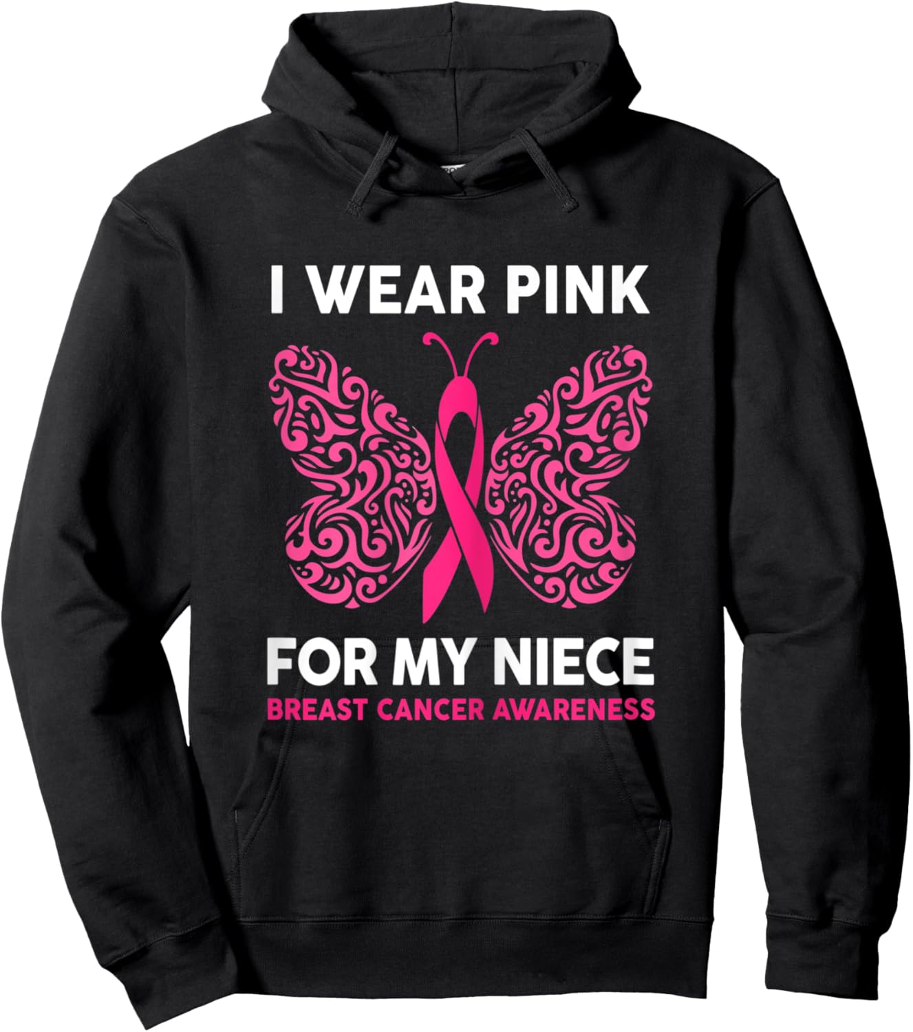 I Wear Pink For My Niece Breast Cancer Awareness Hoodie - Hoodie | Black