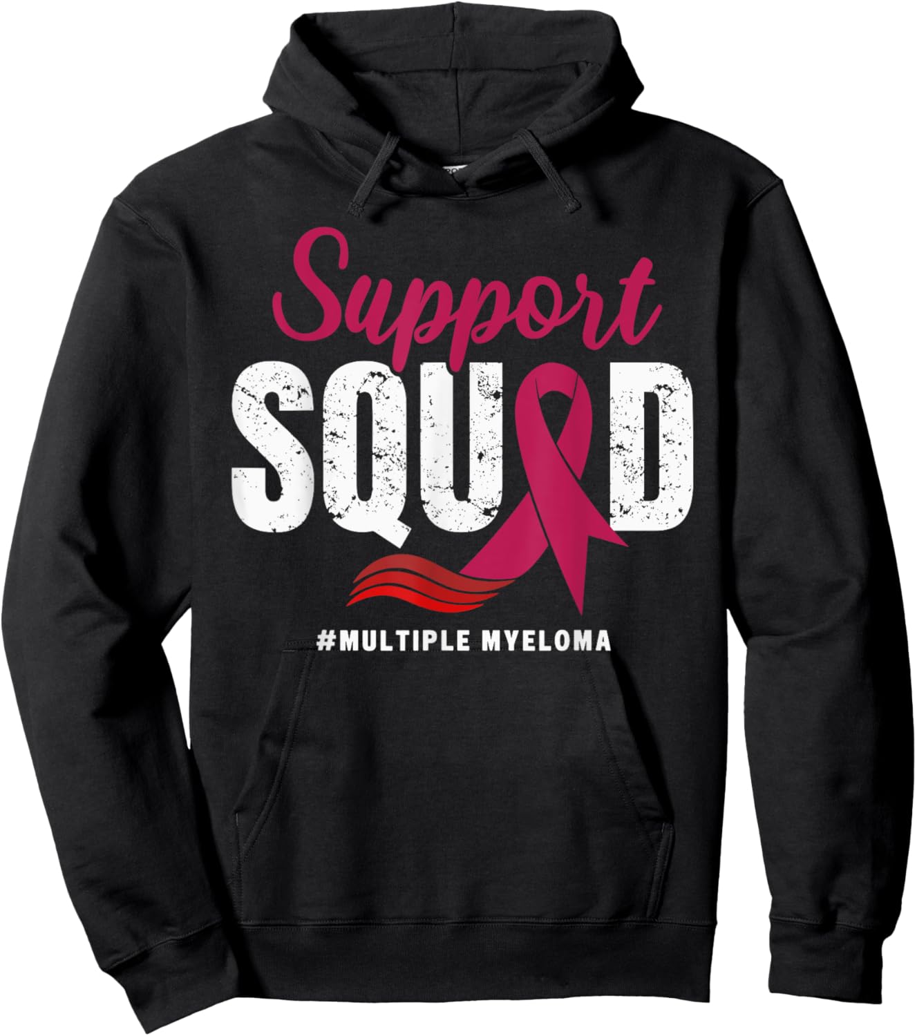 Multiple Myeloma Cancer Support Squad Wear Burgundy Ribbon Hoodie - Hoodie | Black