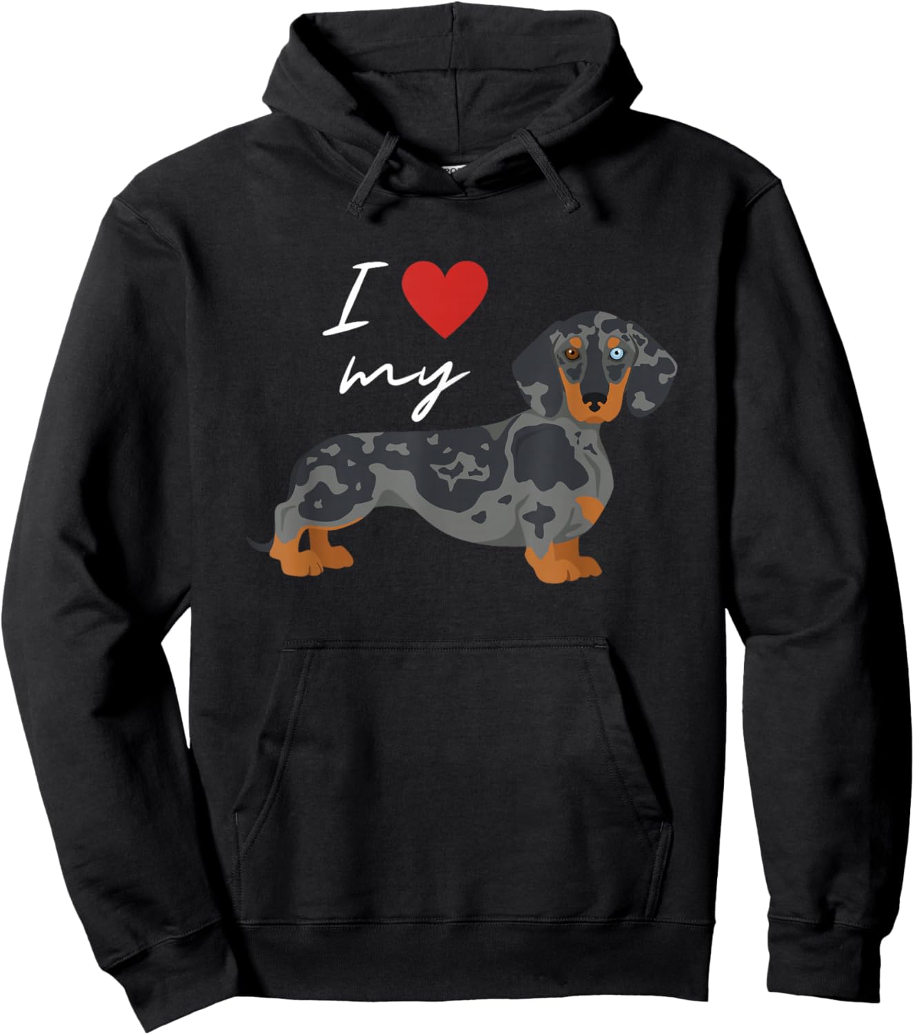 I Love My Dapple Dachshund Dog Lover Men Women Hoodie - Hoodie | Black