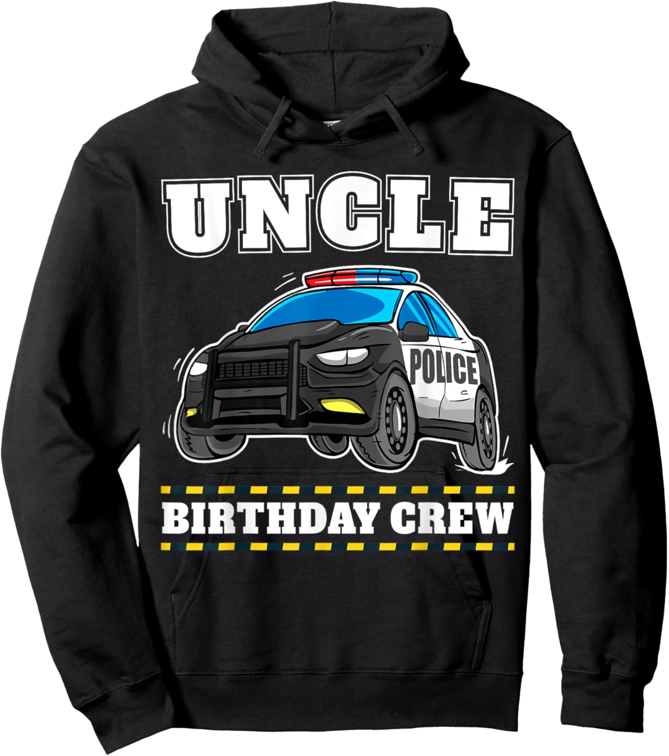 Uncle Birthday Crew Police Car Policeman Officer Hoodie - Hoodie | Black