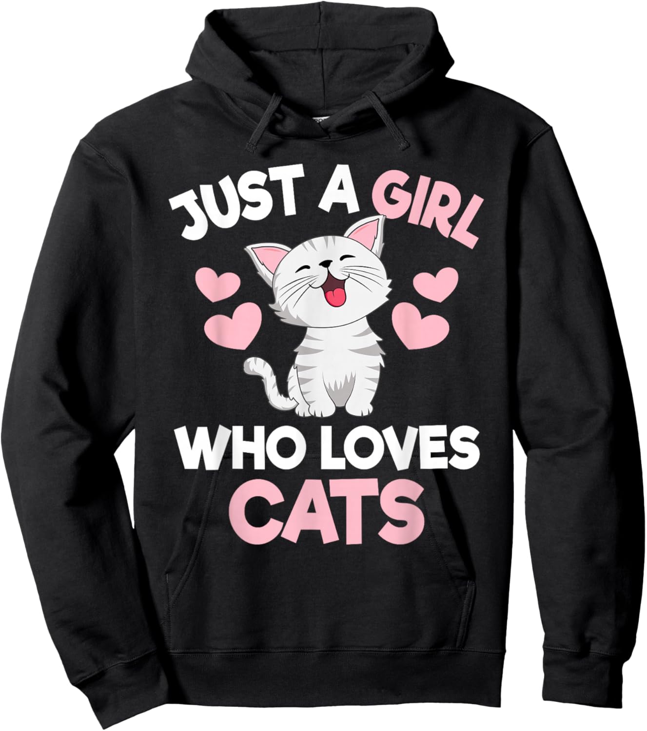 Just A Girl Who Loves Cats Cute Cat Lover Girls Kids Hoodie - Hoodie | Black