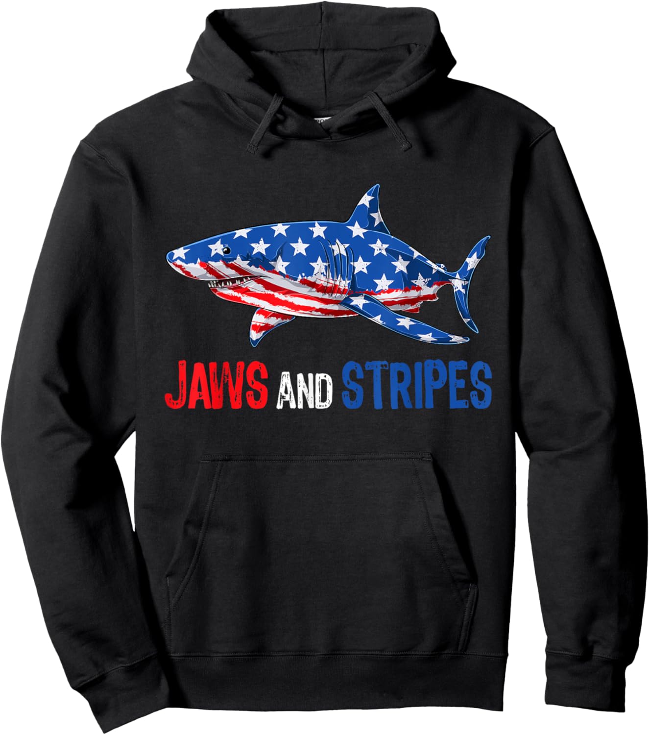 Patriotic Shark American Flag USA 4th Of July Men Women Hoodie - Hoodie | Black
