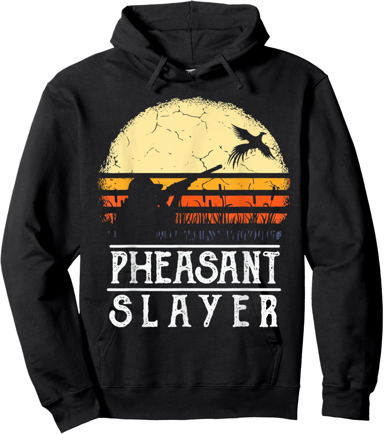 Pheasant Slayer Vintage Sunset Retro Style Pheasant Hunting Hoodie - Hoodie | Black