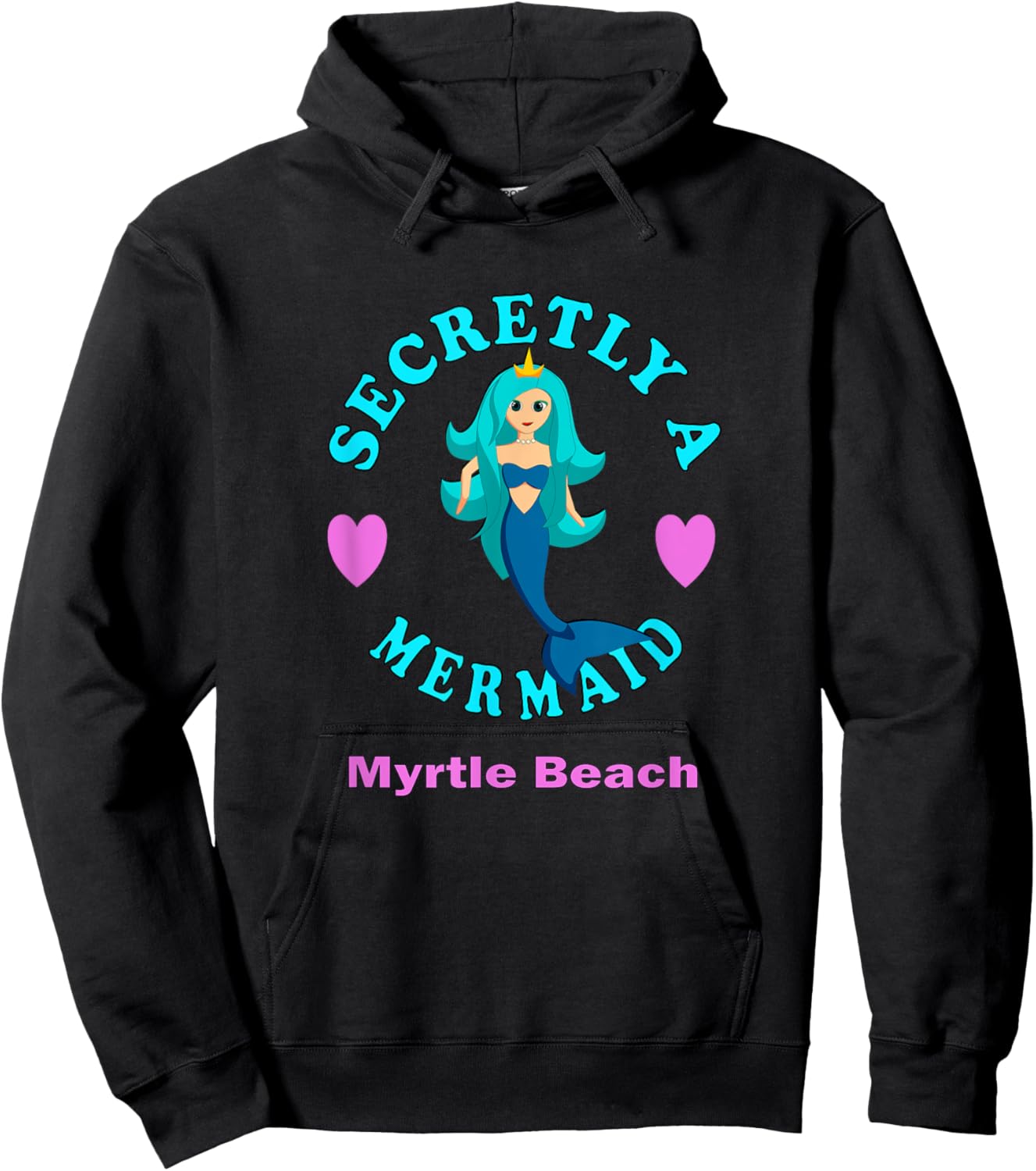 Secretly A Mermaid Myrtle Beach Vacation Girl Pink Blue Hoodie - Hoodie | Black