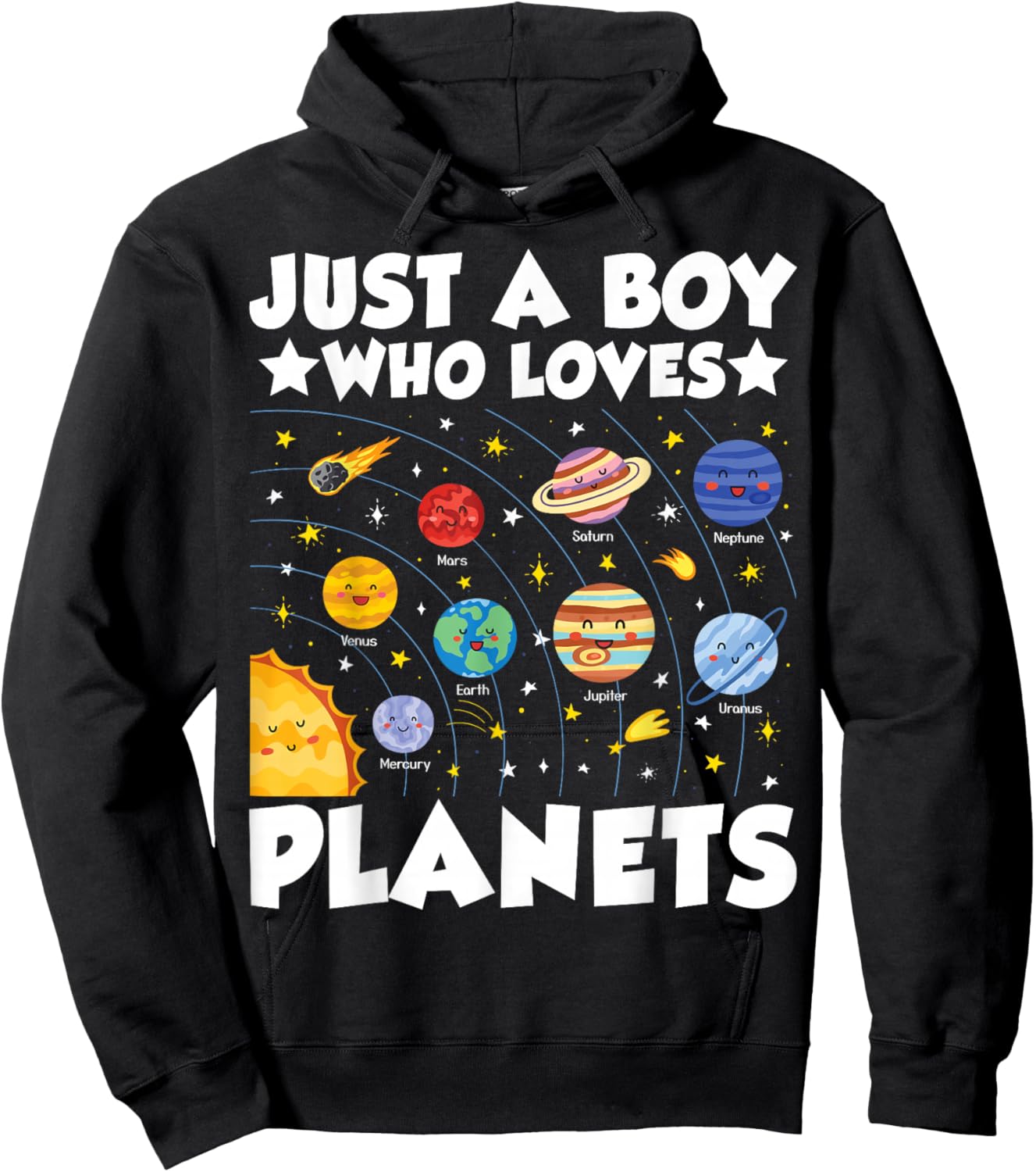 Just A Boy Who Loves Planets Solar System Space Science Geek Hoodie - Hoodie | Black