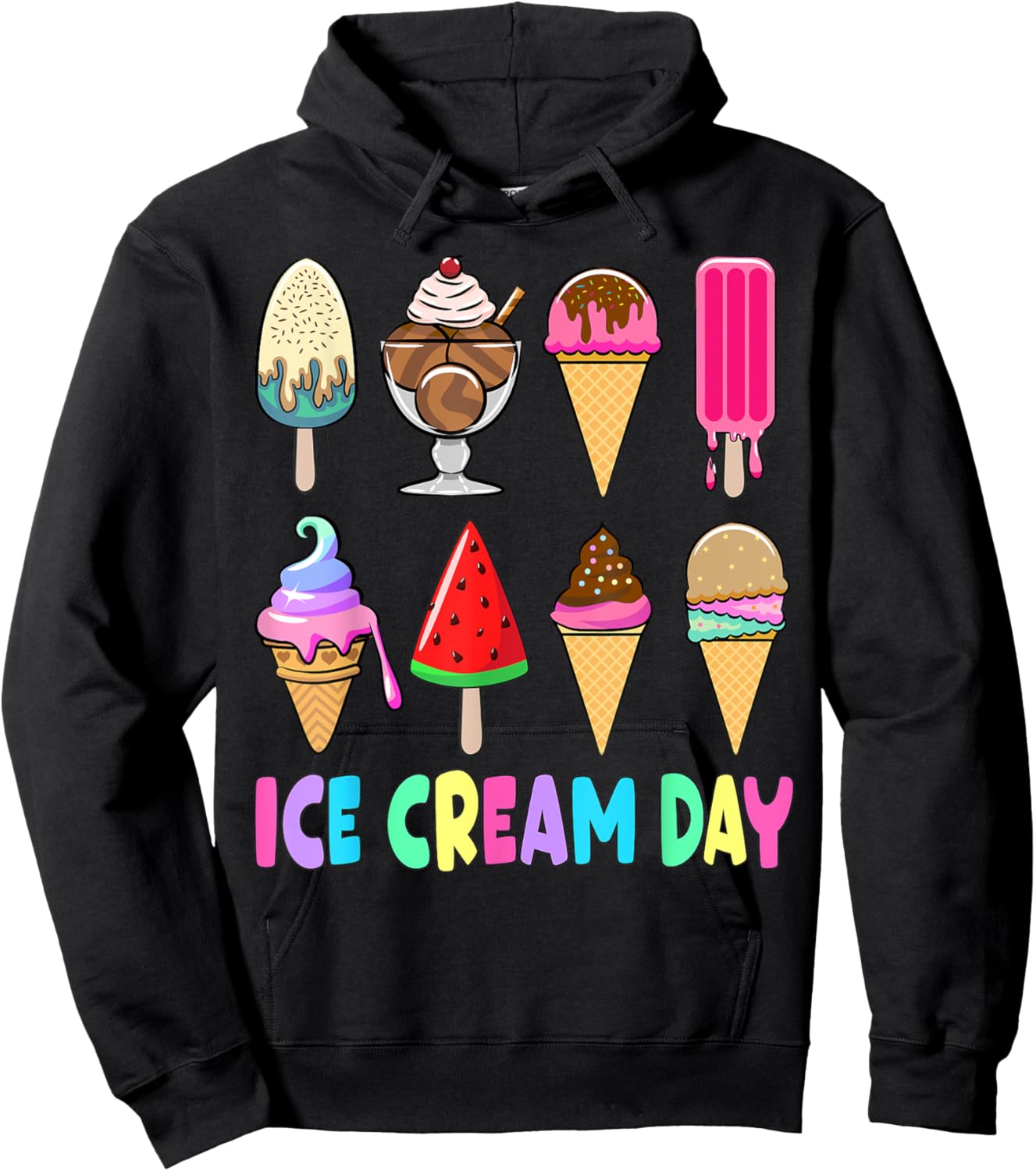Ice Cream Day Shirt Toddler Ice Cream Party Women Men Kids Hoodie - Hoodie | Black