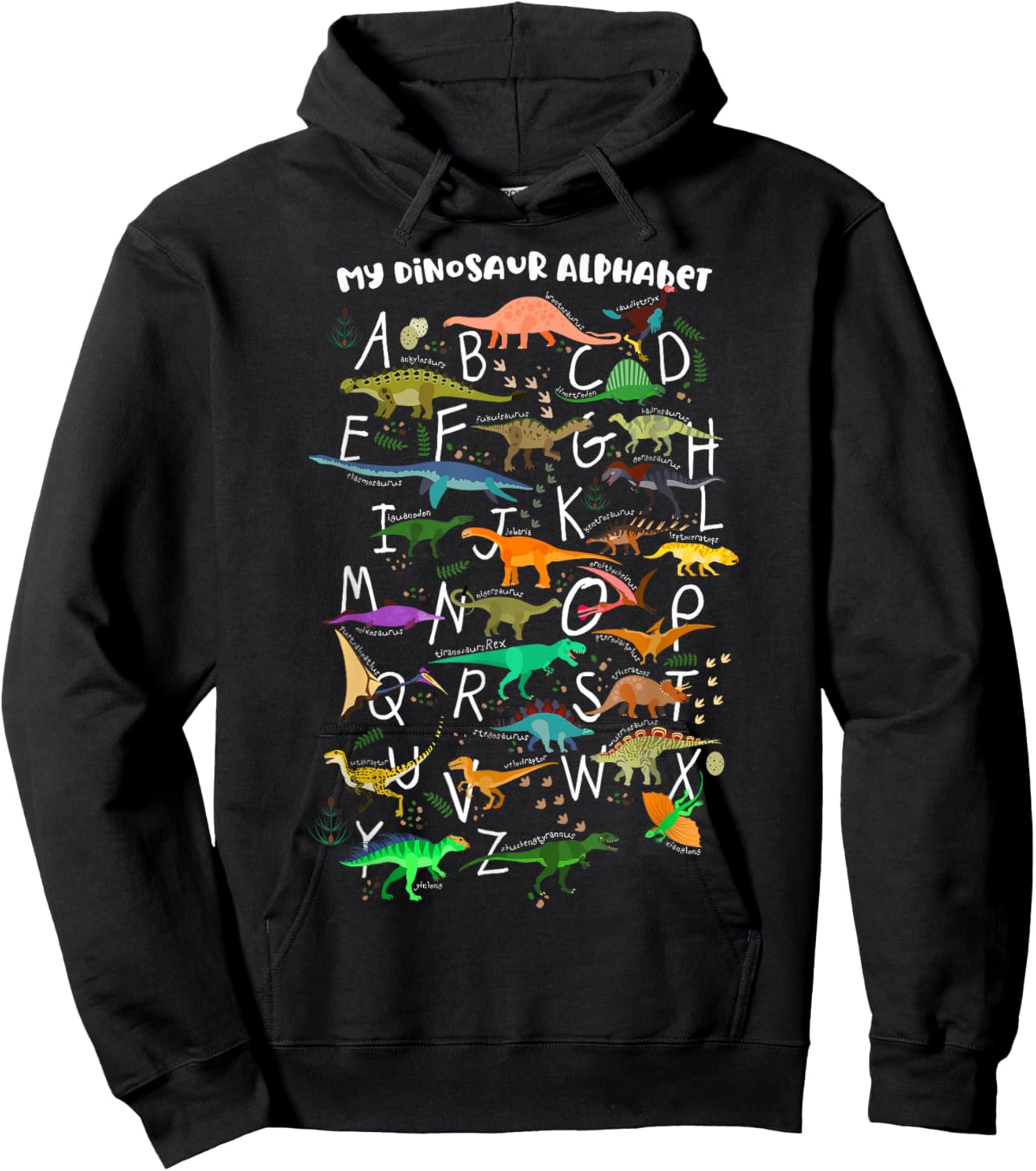 ABC Dino Identification A-Z Types Of Dinosaurs Alphabet Hoodie - Hoodie | Black