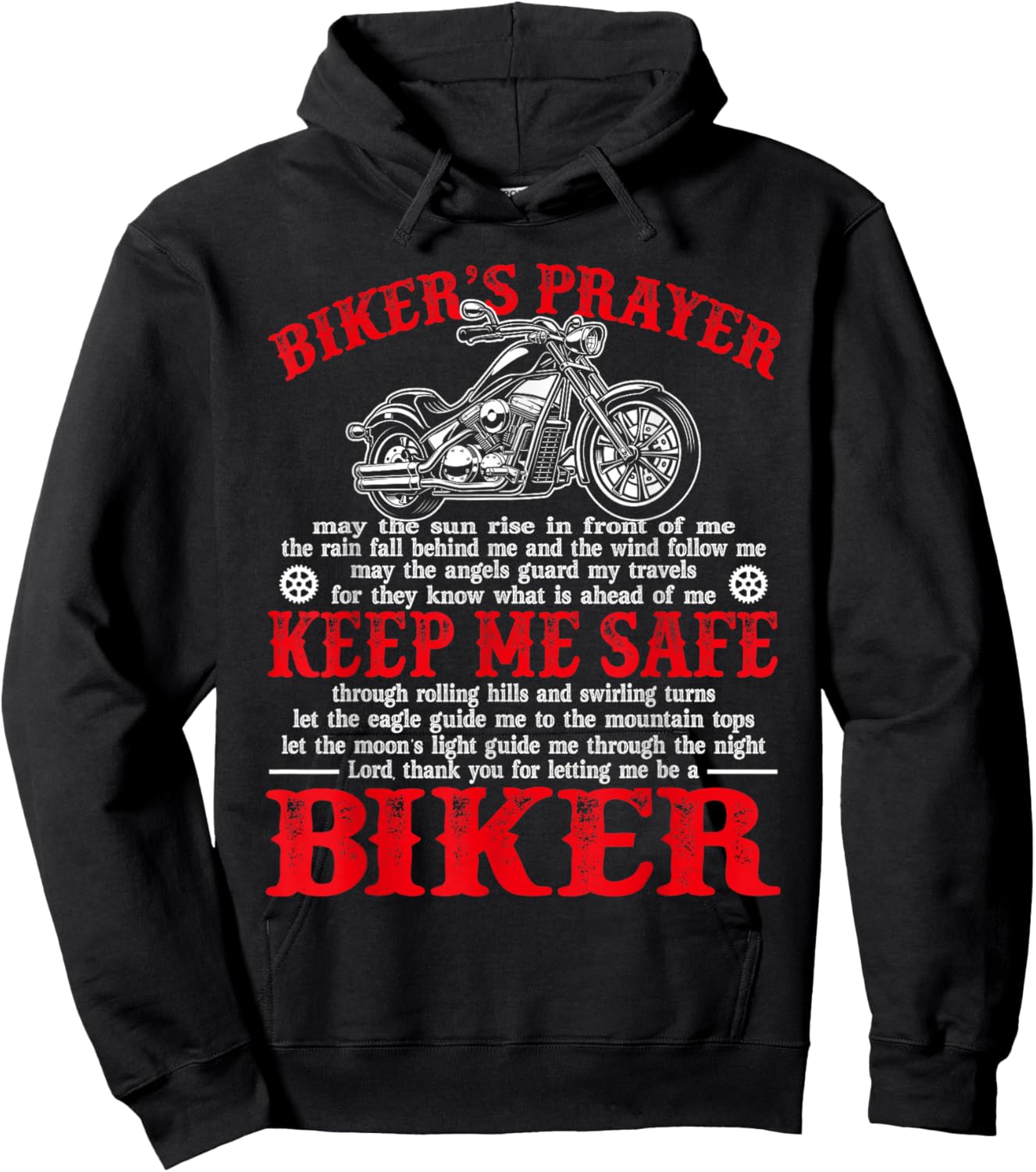 Biker's Prayer Vintage Motorcycle Biker Biking Motorcycling Hoodie - Hoodie | Black