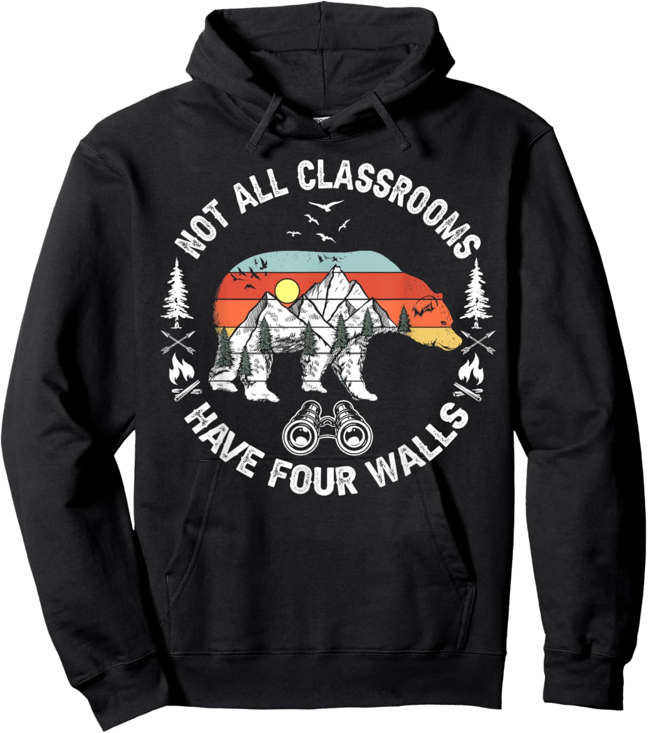 Not All Classrooms Have Four Walls Adventure bear Homeschool Hoodie - Hoodie | Black