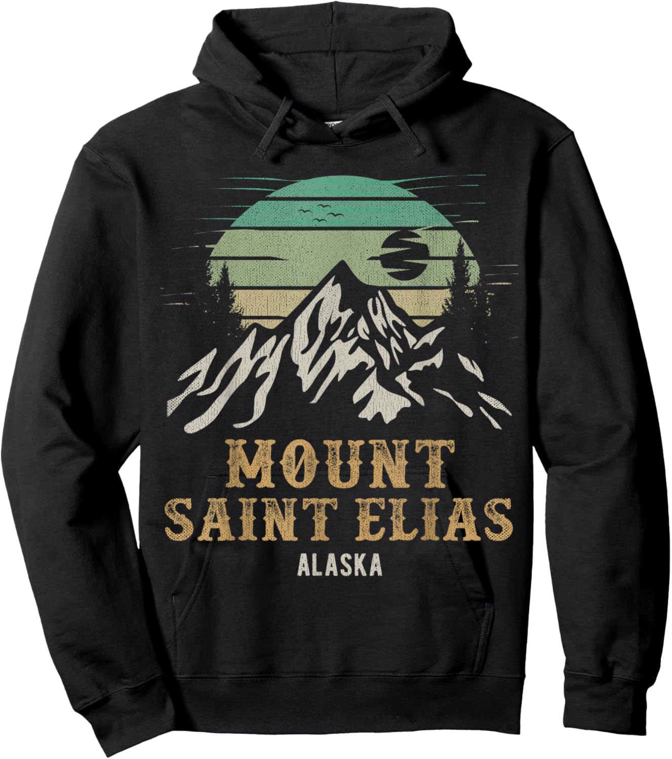 Mount Saint Elias Alaska Merch Retro Hiking Mt. St. Elias Hoodie - Hoodie | Black