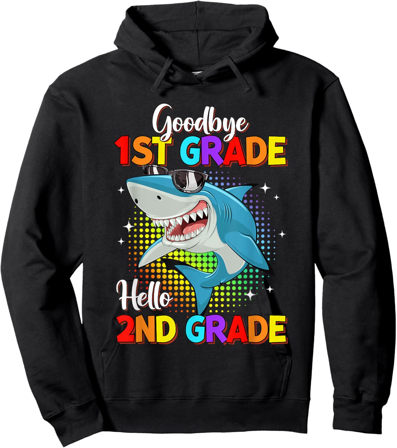 Goodbye 1st Grade Hello 2nd Grade Funny Shark Kids Boys Hoodie - Hoodie | Black