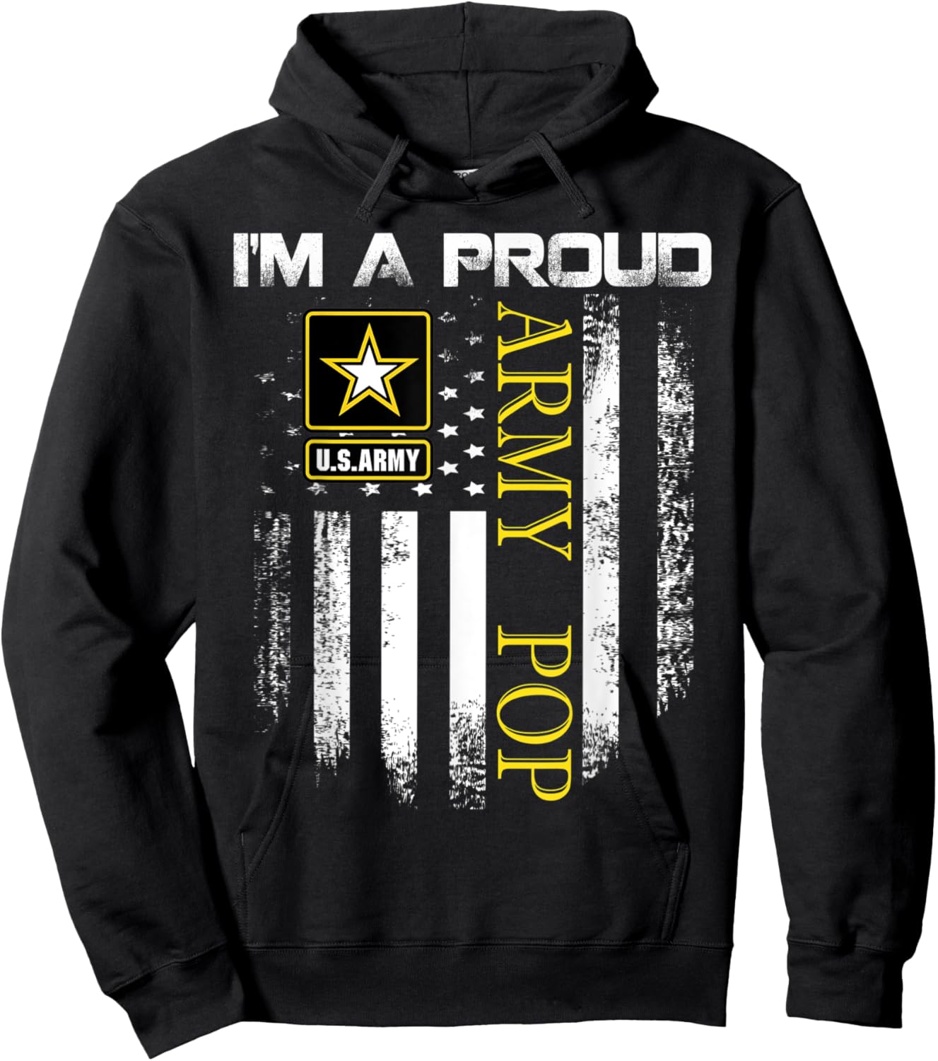 Vintage I'm A Proud Army Pop With American Flag Gift Hoodie - Hoodie | Black