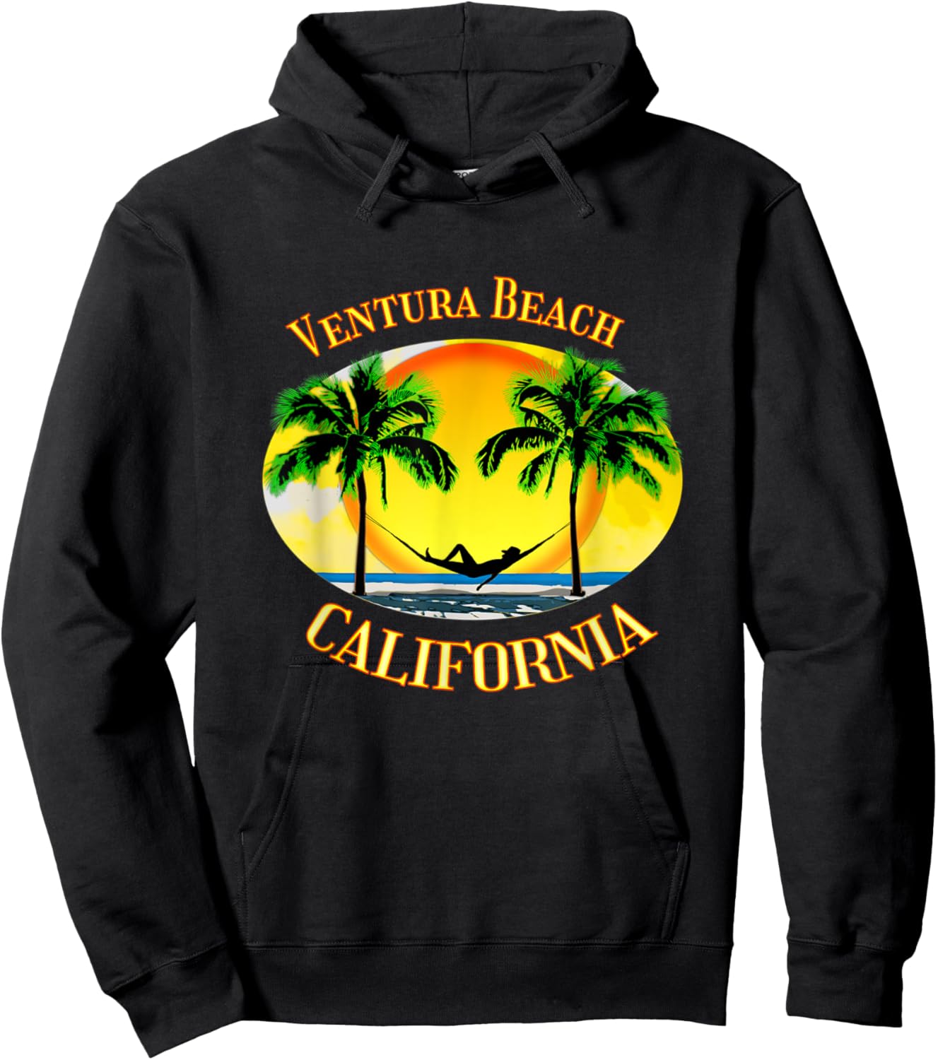 Ventura Beach California Palm Trees Beach Vacation Men Women Kids Hoodie - Hoodie | Black