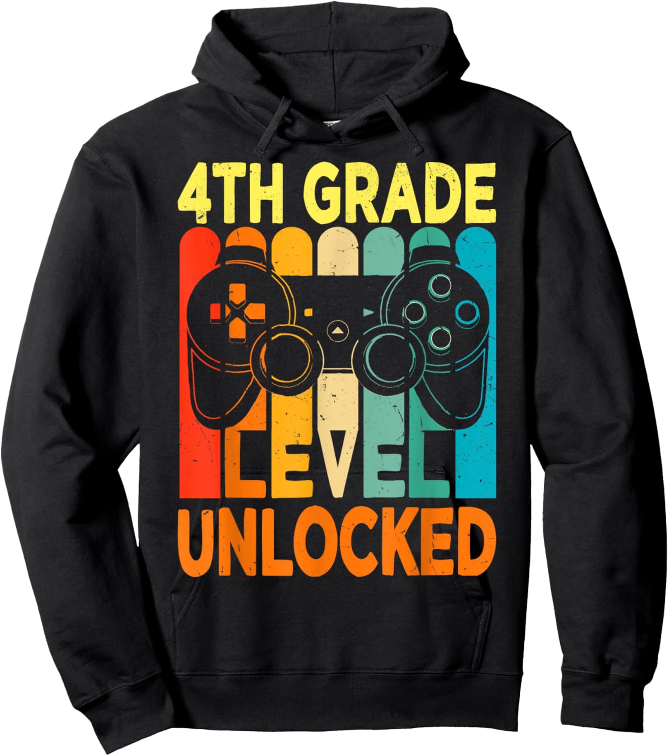 Hello 4th Grade Level Unlocked Video Game Back to School Boy Hoodie - Hoodie | Black
