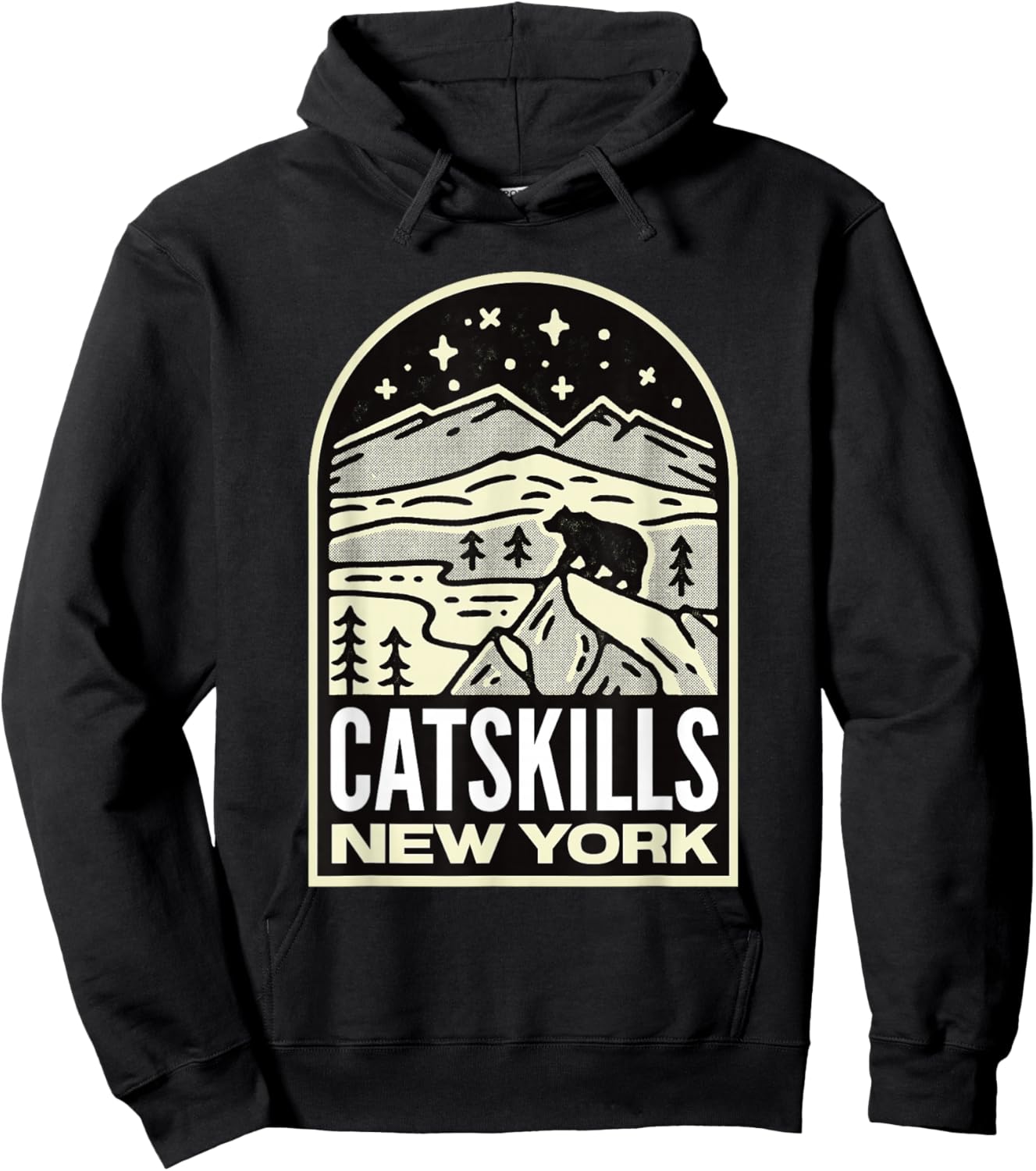 Catskills New York Mountains Vintage Hoodie - Hoodie | Black