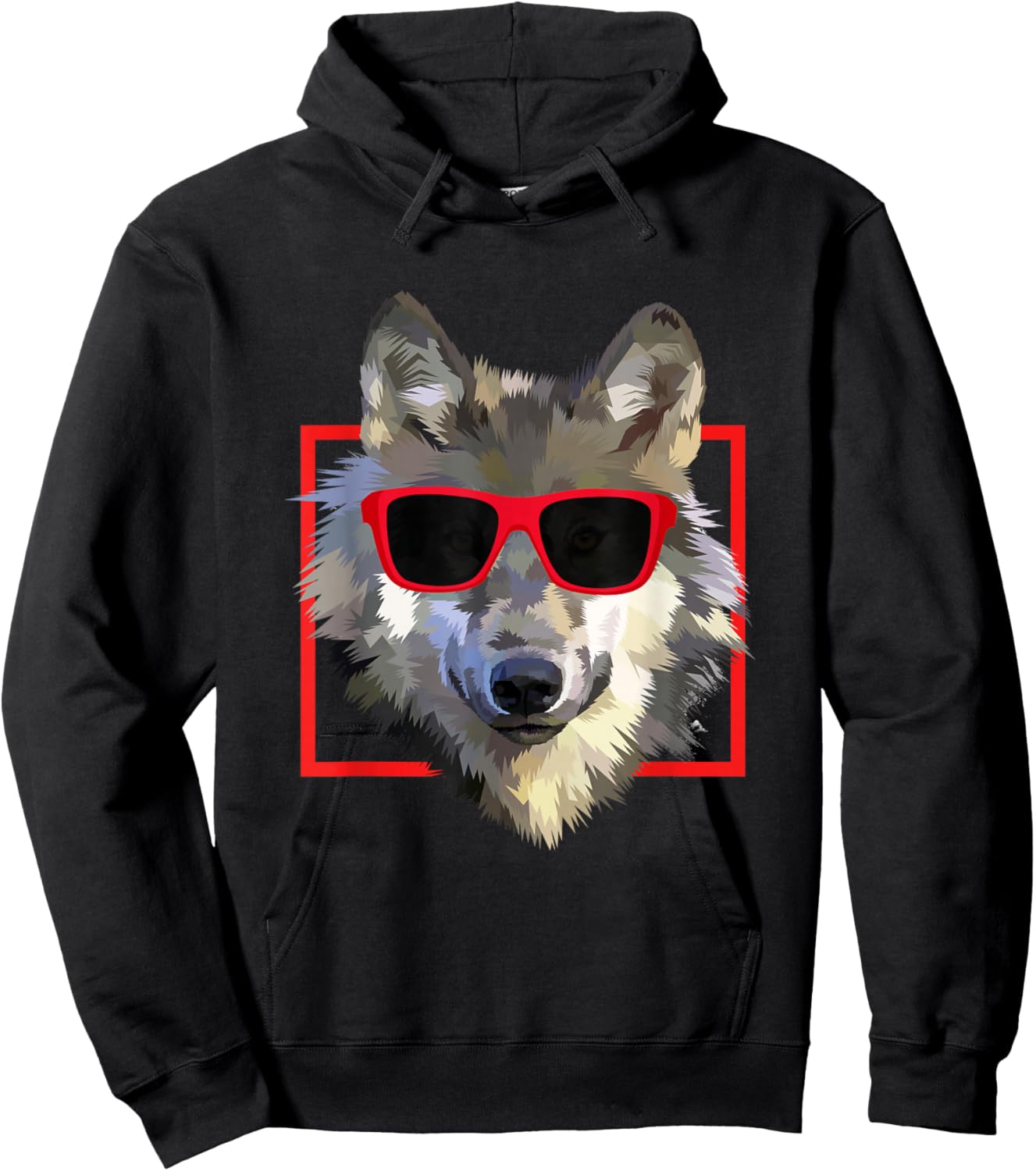 Wolves Animal Wolf in Cool Sunglass Frame Funny Gift Hoodie - Hoodie | Black