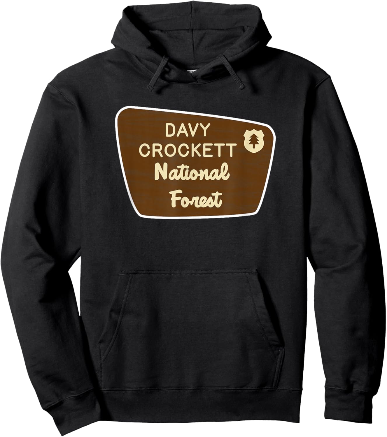 Davy Crockett National Forest Sign Retro Hoodie - Hoodie | Black