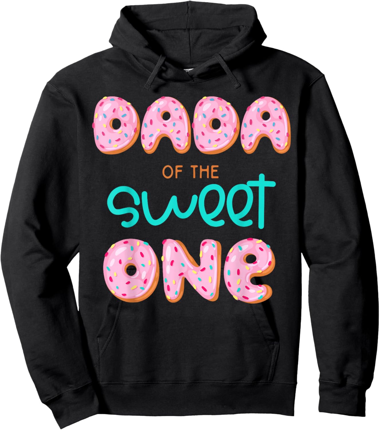 Dada of The Sweet One First Birthday Matching Family Donut Hoodie - Hoodie | Black