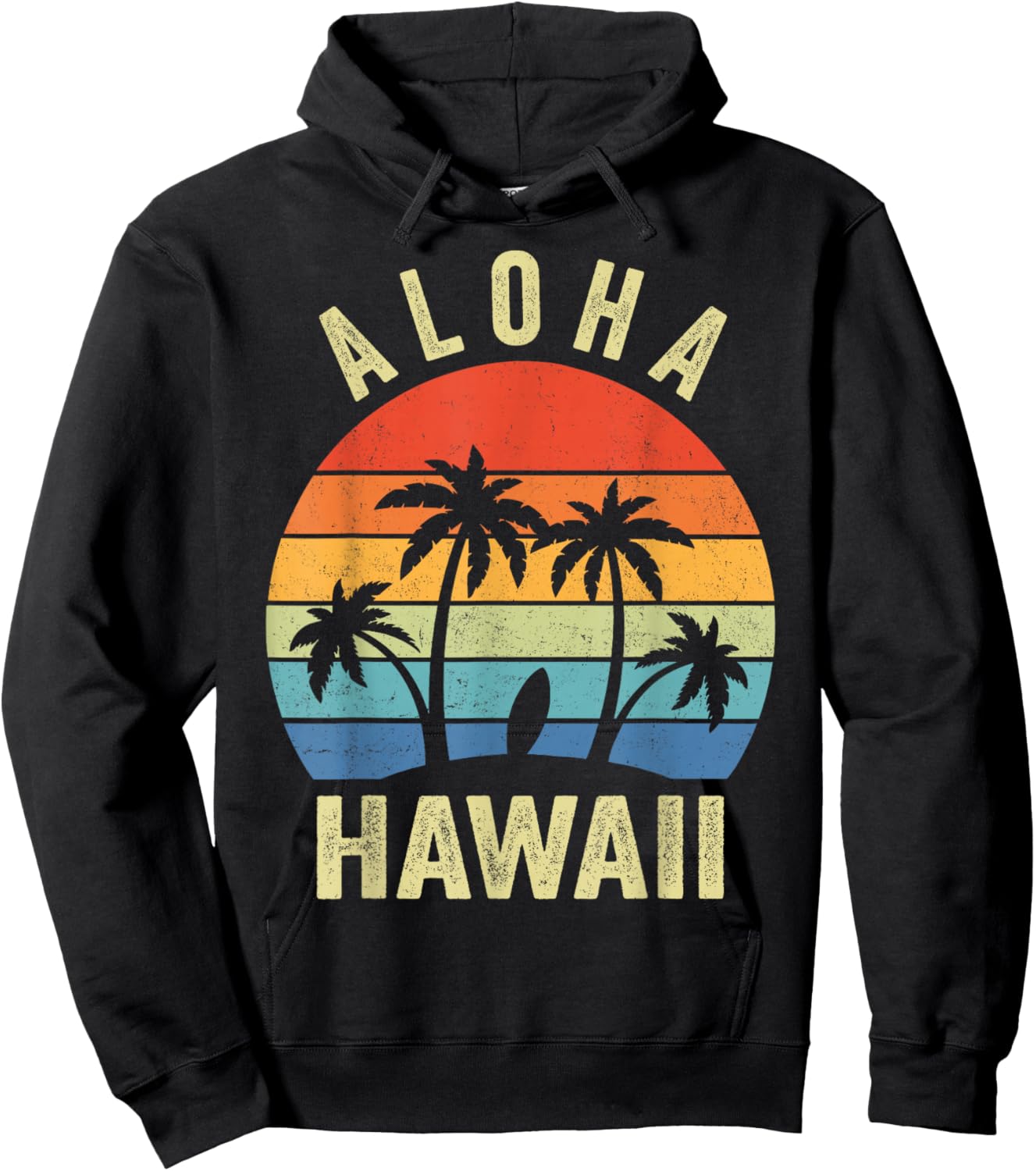 Aloha Hawaii Hawaiian Island Palm Beach Surfboard Surf Hoodie - Hoodie | Black