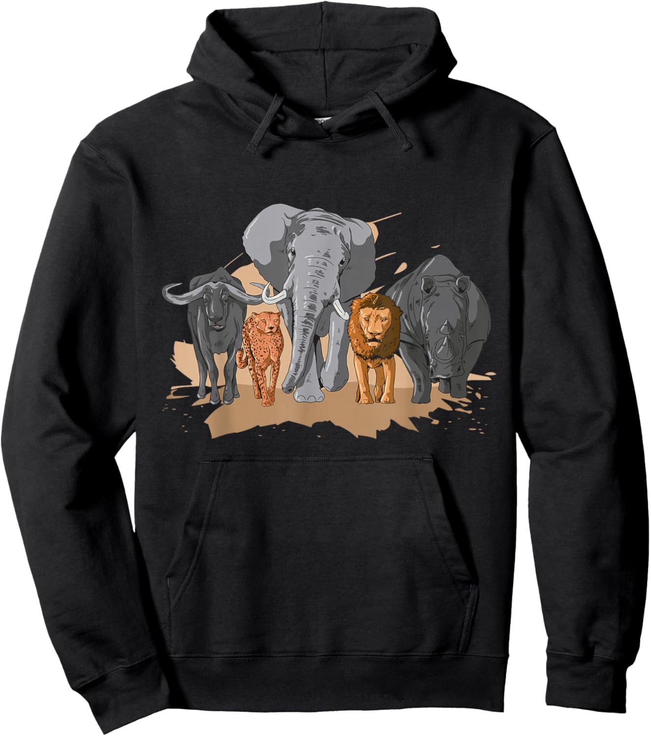 African Big Five Design African Animal Safari Animals Safari Hoodie - Hoodie | Black